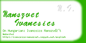 manszvet ivancsics business card